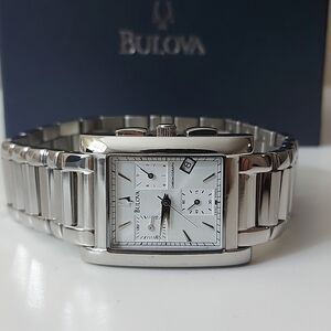 Bulova rectangular chronograph movement 96B90 watch